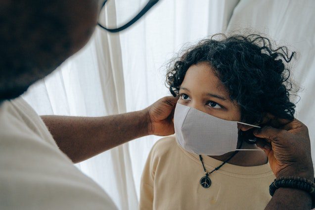 Child wearing mask